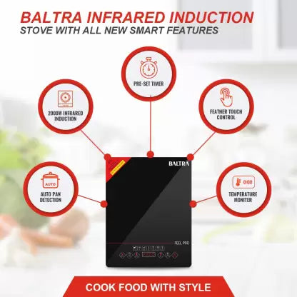 Baltra BIC-114 Feel (Infrared) 2000W Induction Cooktop, Black Baltra BIC-114 Feel (Infrared) 2000W Induction Cooktop, Black